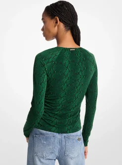 Snake Print Matte Jersey Top