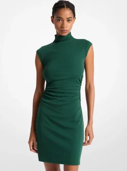 Stretch Cotton Funnel Neck Dress