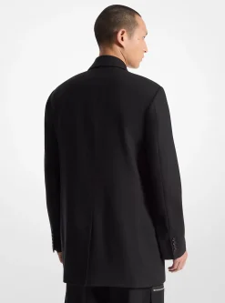 Stretch Wool Flannel Double-Breasted Blazer