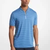 Striped Tech Performance Zip-Up Polo Shirt