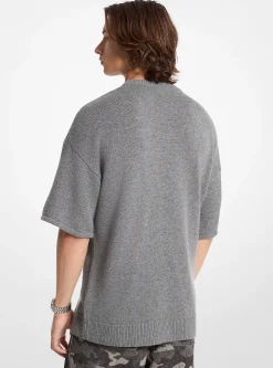 Wool and Cashmere Blend Short-Sleeve Sweater